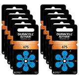 Size 675 Duracell Hearing Aid Batteries Activair Easy Tab - 60 Pieces - 10 Packs
