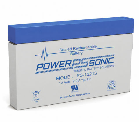 Powersonic PS-1221S Battery - 12 Volt 2 Amp Hour AGM - Sealed Lead - .187" Terminals